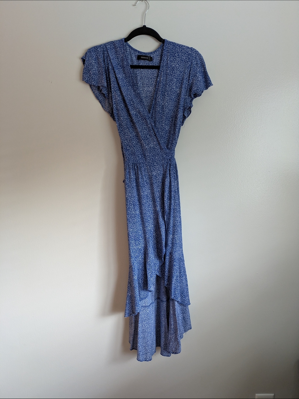 Blue Floral Wrap Maxi Dress